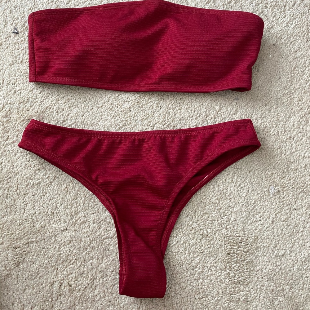 Dark red bikini. Fits like small- US 4. Never worn